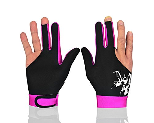 Ace Select Billiard Pool Cue Glove 1 Piece, 3 Fingers Elastic Lycra Stretchable Snooker Glove - Pink