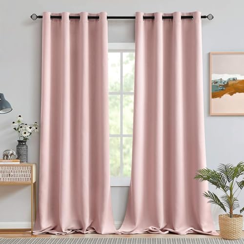 MIULEE Verdunklungsvorhänge Thermo Blickdicht Ösen 2er Set 140x280cm Rosa