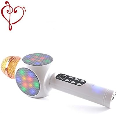 Wireless Microphone Karaoke 2018 Bluetooth Portable Disco Light LED Loud Speaker Instant Pairing Singing Machine For Kids Most Apps Compatible Apple iPhone Android PC White