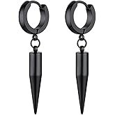 Chunky Hoop Earrings for Men Women, Skull/Infinity Pattern, Spike/Cuban Links 4 Design Options, Black/18K Gold Plated 316L Stainless Steel, Lightweight Earrings, Come Gift Box