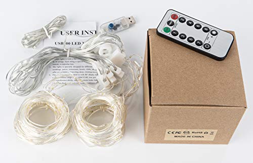 Leytn Rideau Lumineux 3 m x 3 m, Rideau Lumineux Extérieur de Noël 300LED USB Guirlandes Lumineuses 8 Modes Avec Télécommande, Decoration de Fenêtre, Noël, Mariage, Anniversaire, Maison, Patio