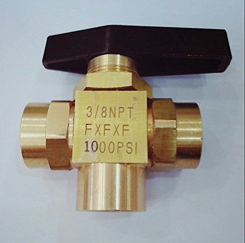3/8" NPT Brass Plug Valve 1000PSI Panel Mount 3-Way Chemical Feed Ball
