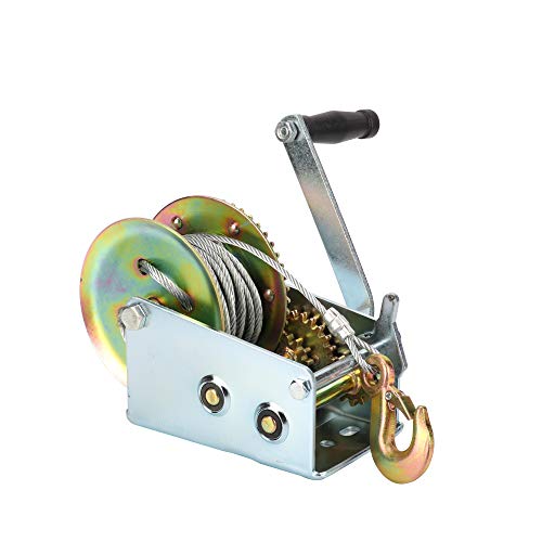tonchean 2500lbs Capacity Boat Hand Winch, Heavy Duty Hand Crank Winch with 10m (32ft) Steel Wire Manual Trailer Winch Adjustable Crank Strap Gear Winch for ATV Boat Trailer Truck - Image 5