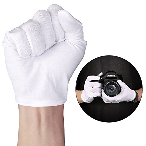 Neewer 12 Pairs (24 Gloves) 100% Cotton Lisle White Inspection Work Gloves for Coin, Jewelry, Silver, or Photo Inspection