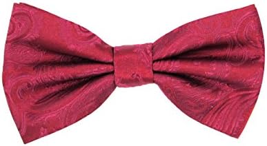 Men's Paisley Pre-Tied Bow Tie (Burgundy)-G