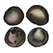 AMOYSTONE Natural Black Agate Coasters Set of 4 Agate Stone Sciles Handmade Coasters for Coffee Table Desk Cup, Small 3-4