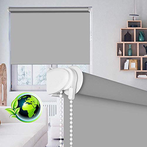 SEEYE 100% Blackout Waterproof Fabric Window Roller Shades Blind, Thermal Insulated,UV Protection,for Bedrooms,Living Room,Bathroom,The Office, Easy to Install 24" W x 79" L(Grey) - Thumbnail 7