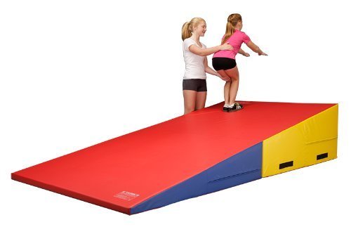 gymmatsdirect Folding Gymnastics Incline Mat Large Cheese Wedge Ramp Skill Shape Triangle Tumbling Mats 60"x30"x15", Red/Blue/Yellow - Thumbnail 7