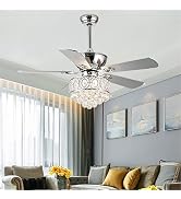Farmhouse Ceiling Fans With Lights And Remote 52 Inch Indoor Chandelier Ceiling Fan Crystal Fandelier Ceiling Fans For Living Dining Room Bedroom-281470