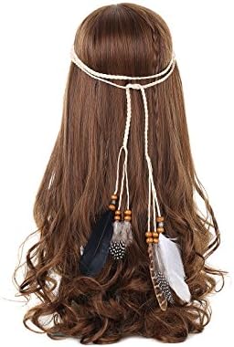 Indian Tribal Feather Headband Beads Masquerade Fancy Dress Headpiece Hair Rope