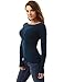 PattyBoutik Women's Boat Neck Ribbed Asymmetrical Sweater