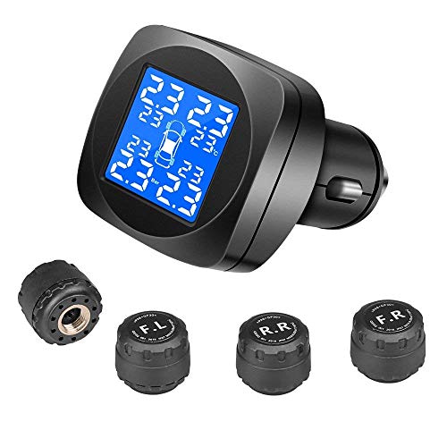 Jansite Tire Pressure Monitoring System, Cigarette Lighter Plug LCD Display with Tire Pressure, Temperature Gauge and Battery Voltage, Wireless TPMS with 4 External Sensors for Home Motor, Black - Thumbnail 7