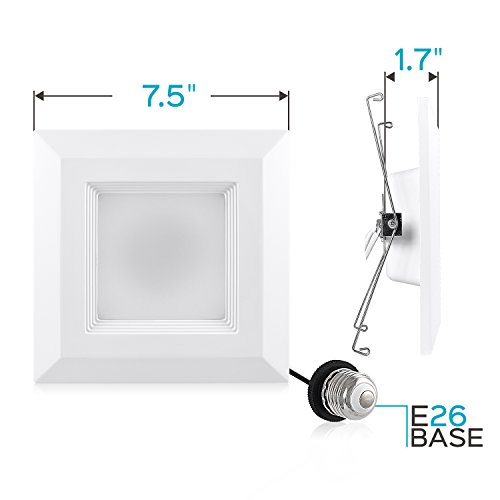 2Pack Luxrite 5/6 Inch LED Square Downlight, 15W (120W Equivalent