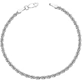 ASDULL 925 Sterling Silver Rope Bracelets 2/3/5mm Silver/Gold Plated Bracelets for Women Rope Chain Bracelet for Men 6.5-9 Inches