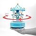 Vintage Wooden Horses Rotating Music Box Christmas Birthday Gift Carousel Music Box, Clockwork Mechanism Laxury Carousel Music Box, Birthday Cake Topper (Blue)
