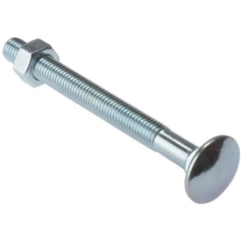 Merriway BH04825 (25 Pcs) Carriage Bolts with Nuts, M6 x 75mm (1/4 inch x 3 inch) Zinc Plated - Pack of 25 Pieces — image 1