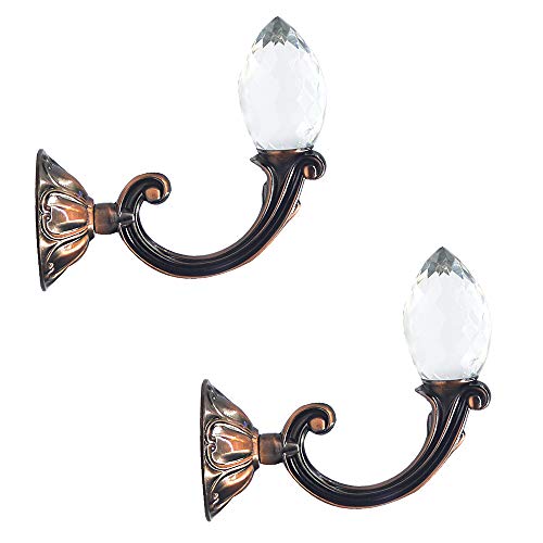 Ailejia Glass Crystal Curtain Holdbacks Tassel Curtain Tieback Zinc Alloy Decorative Drapery Holdback 2pcs 5.5“ (Red)