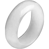 BXSMNH Natural Genuine White Jade Eternity Ring Chinese Good Luck Energy Rings for Women Men Trendy Jewelry (Size : 8)