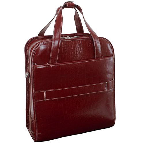 Siamod Novembre Leather 15.6インチローリングラップトップバッグ-チェリーレッド Siamod Novembre Leather Detachable-Wheeled Briefcase - Briefcases