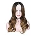 Quantum Love Wigs Ombre Wig Black Brown Blonde Middle Part Long Wavy Wig Heat Resistant Synthetic Daily Party Wig for Women