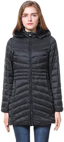 Cicel Girl Womens Hooded Long Overcoat Down Jacket Winter Coat Black XX-Large