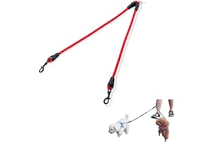 Mystercome Double Dog Leash 2 Way Coupler Anti Chew Dog Leash Extension Splitter Lead for 2 Small Dogs Walking (60cm)