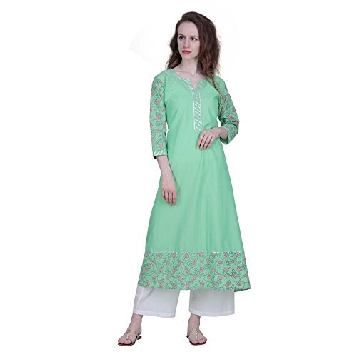 White kurti with green plazo Clearance