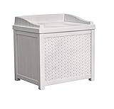 Suncast 22-Gallon Small Box-Lightweight Resin Indoor/Outdoor Storage for Seat Cushions and Gardening Tools Store Items on Patio, Deck, Porch, White