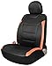 Raptor Vinyl Universal One Front Leather Seat Cover Fits Car Trucks suv with Airbag Split Low Back Bucket Seat Protector Black/Orange