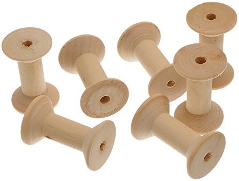 Yiping 10PCS Cylindrical Wooden Bobbins Empty Thread Spools(Wood Color)