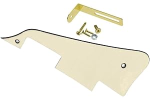 KAISH Aged White 3 Ply LP Guitar Pickguard with Gold Bracket for Epi Les Paul,K885+B601