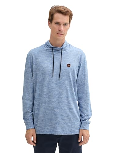 TOM TAILOR Herren Longsleeve mit hohem Kragen, 36806 - Midsummer Blue Stripe, XXL