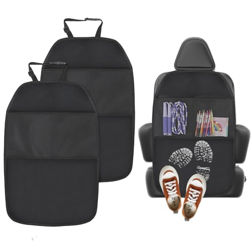 AiQInu 2 Pieces Protection, Waterproof Dirt-Repellent Car Seat Organizer for Children Dogs Cats (Black)