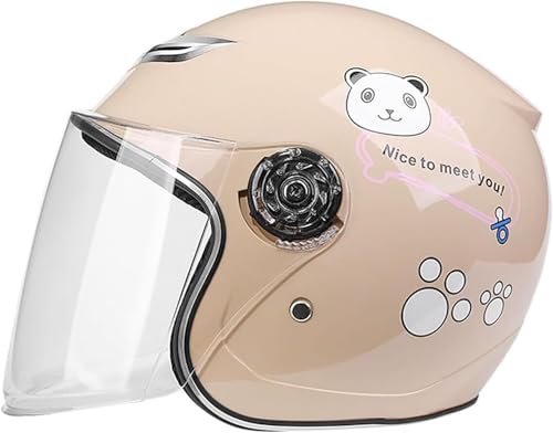 Kids Cute Motorcycle Helmet for 4-8 Years Old Children, DOT Approved Retro 3/4 Open Face Child Half Helmet, Boys Girls Youth Vespa Scooter Moped Lightweight Street Bike ATV Helmet