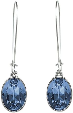 CP Oval Puzzle Montana Rhodium Plated Earrings Made with Swarovski Crystals