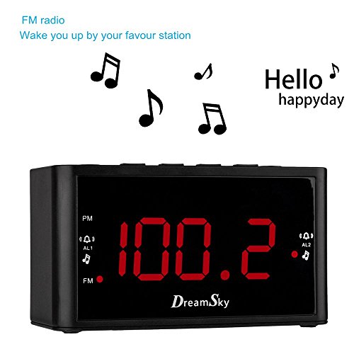 DreamSky Digital Alarm Clock Radio With AM FM Radios,Dual Alarms
