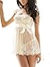 Ruzishun Sexy Lingerie for Women White Lace Nightwear Perspective Sleepwear Underwear (XL)
