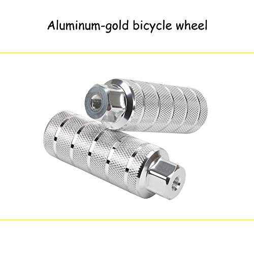 KOOBOOK 2Pcs Aluminum Alloy Bike Pegs BMX Pedals Bike Pedals Anti-Slip Rear Feet Pedals Diameter 38mm Fit 3/8 inch Axles Silver