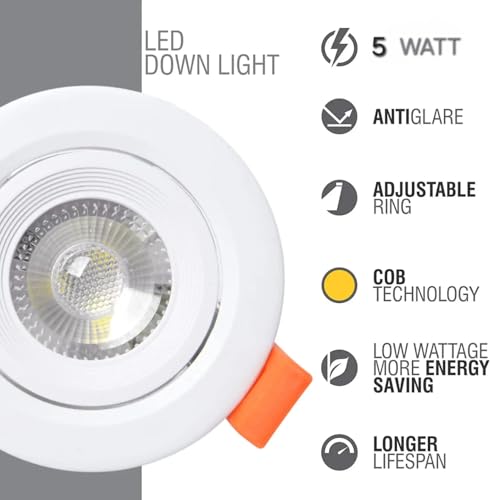 4 Pack LED Downlights - 3 Color Changing to Daylight | Natural White | Warm White - 5W Recessed Ceiling Spot Light - Round Adjustable Tilt Twist - Slim 75mm, Uses for Home, Office, Hotels, Decor