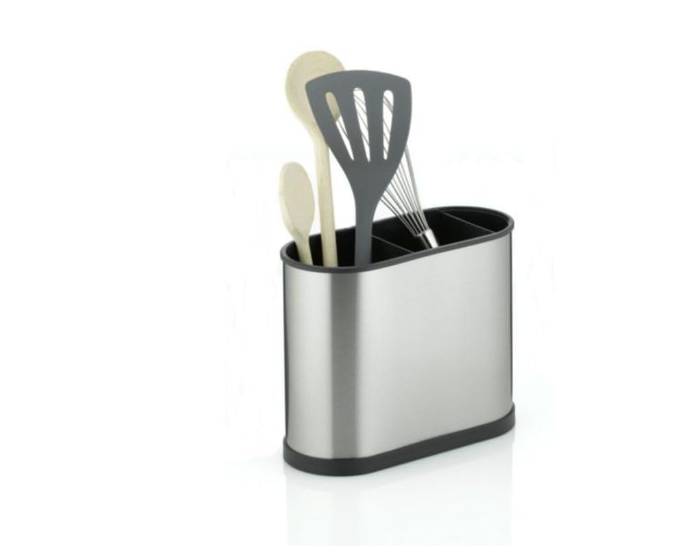 Kela "Benito Cutlery Holder, Stainless Steel, Silver/Black, 22 x 10 x 18 cm