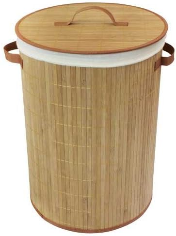 JVL - Cesto Redondo de bambú para Ropa Sucia (35 x 50 cm, Plegable, con