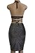 ioiom Women Solid Glitter Halter Sleeveless Cocktail Party Bodycon Midi Dress Black M