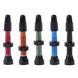 chuwa Bicycle Valve Anodized Alloy Tubeless Bicycle Wheel Presta Valve Stem Pair – Great for Road & Mountain Tubeless Tires – Stans Tubeless Sealant Compatible, Includes Valve Remover