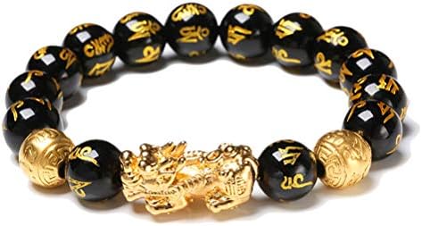 Einsgut Obsidian Men's Bracelet Natural Gemstone Beads Bracelets Yoga Stone Bracelet Unisex Stretch/Adjustable Bracelets for Men and Women