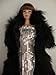 Black Floor Length Fur Coat and White Sequined Gown Made for Barbie Doll