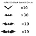 60 Pack Halloween Decorations Scary Bats 3D Black Bats Wall Decals -Home Decor or Halloween Party Supplies (Assorted Size)