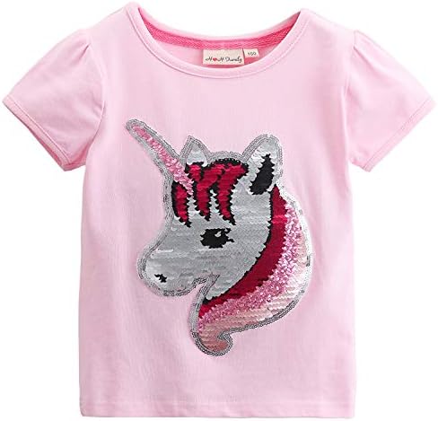 HH Family Flip Sequin Unicorn Shirt Tee for Girls 3-12 Years