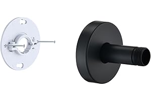 RAINREVIVE 3 Inch Shower Arm with Flange and Stabilizer Bracket, Ceiling Mount Replacement Rain Shower Head 304 Stainless Steel Straight Arm For Fixed Shower Head, Matte Black