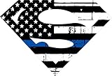 Thin Blue Line- Tattered Superman Style Blue Line Decal Vinyl Sticker 4