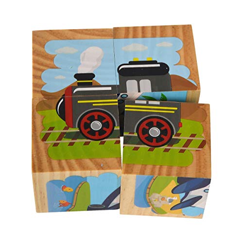 Eichhorn 100005482 - Bilderwürfel, 4 Bausteine mit 6 Fahrzeugmotiven, 4-tlg., 9 x 9 x 4,5 cm, Kiefernholz – Bild 3